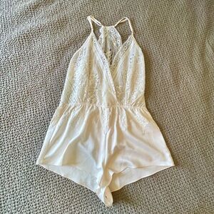 Flora Nikrooz Satin and Lace Wrap Romper Sleepwear